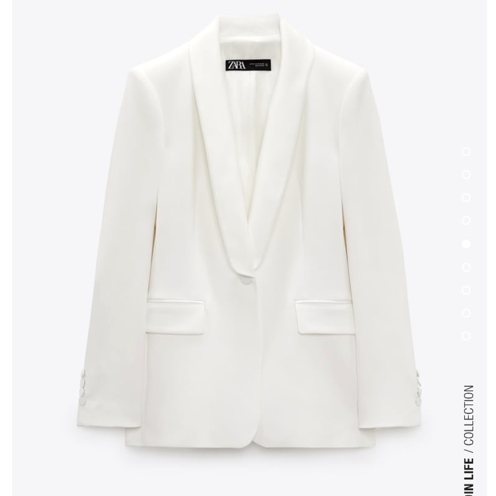 Zara white satin lapel blazer